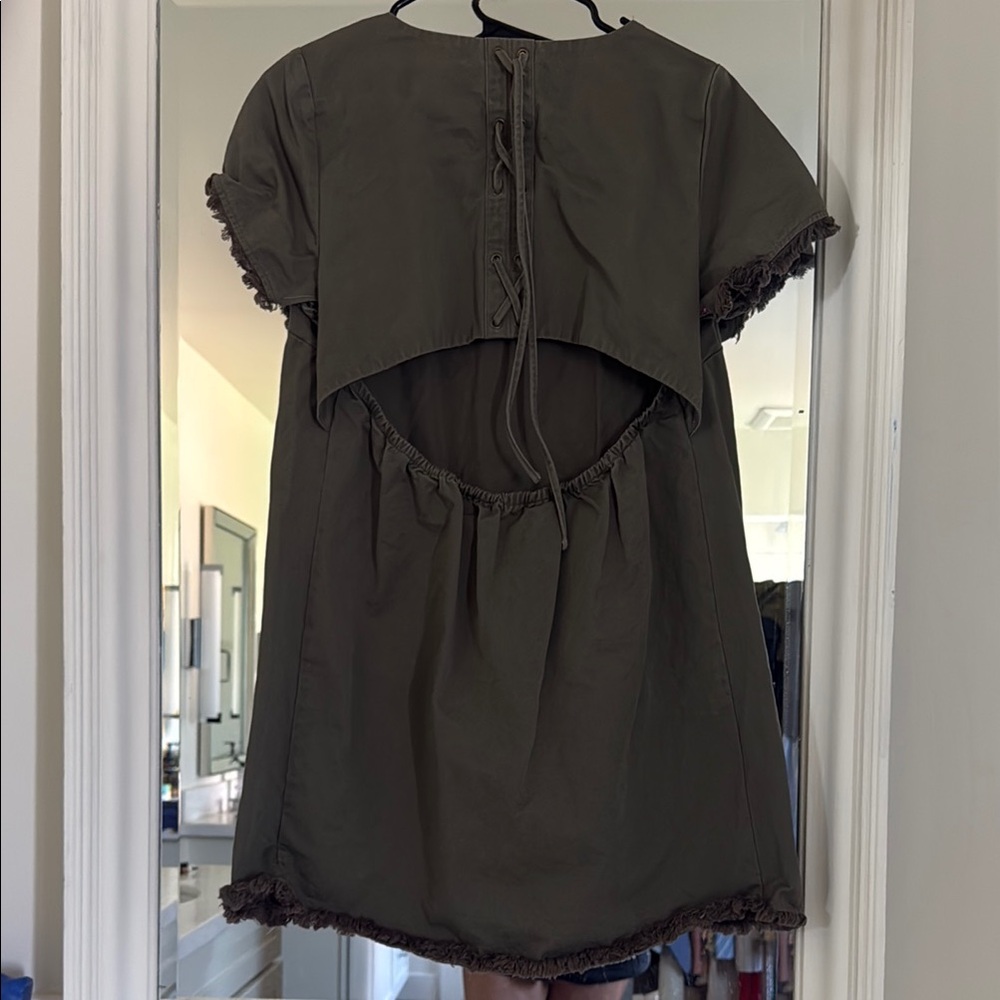 J.O.A. Khaki Dress with Fringe Details - Picture 4 of 9